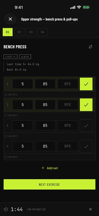 Logging sets with last and best weight